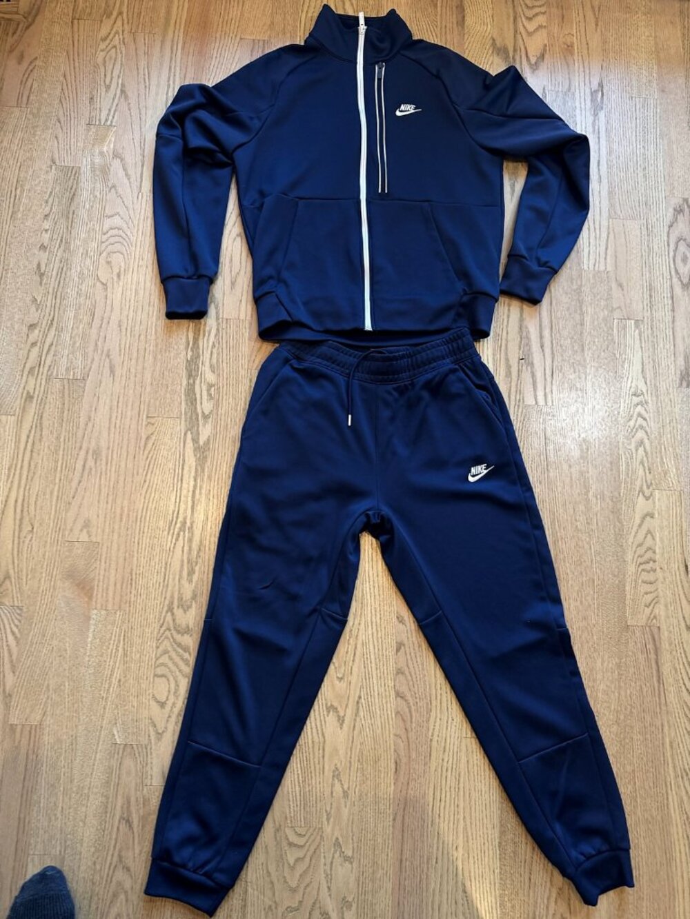 Nike Navy Track Jacket and Joggers Set White Piping Size M